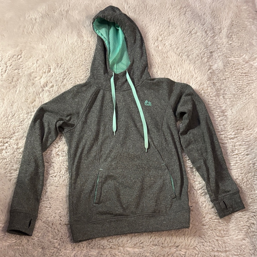 Gray Hoodie with Teal Accents Reebok Women’s Small